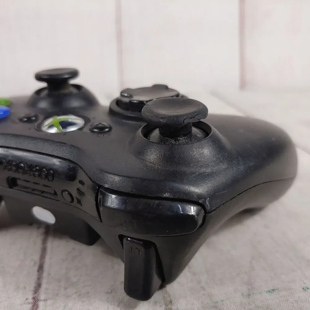 Microsoft Xbox 360 Wireless Controller - BLACK No Battery Cover - TESTED WORKING